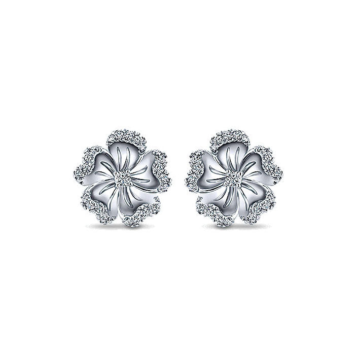 14k White Gold Diamond Stud Earrings