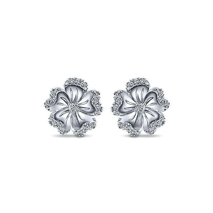 14k White Gold Diamond Stud Earrings