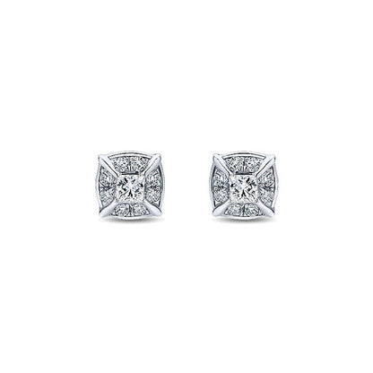 14k White Gold Diamond Stud Earrings