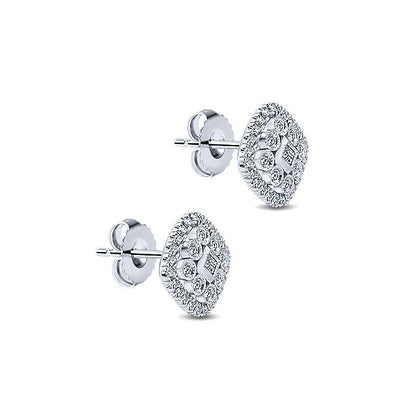 14k White Gold Diamond Stud Earrings