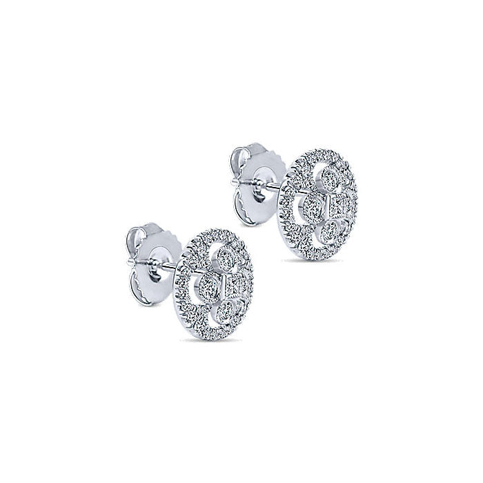 14k White Gold Diamond Stud Earrings