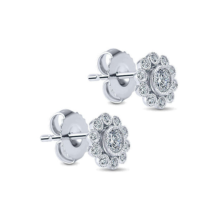 14k White Gold Diamond Stud Earrings