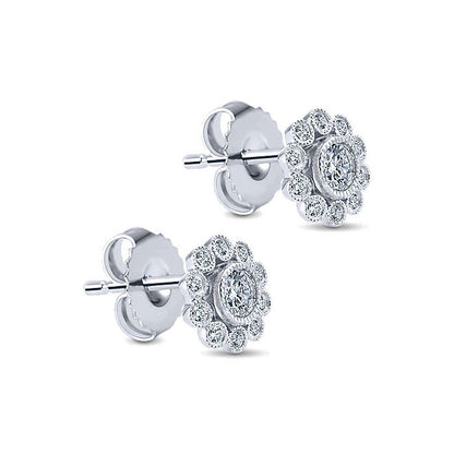 14k White Gold Diamond Stud Earrings