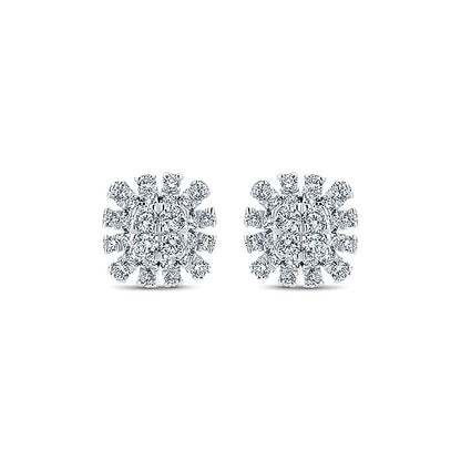 14k White Gold Diamond Stud Earrings