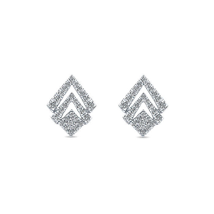 14k White Gold Diamond Stud Earrings