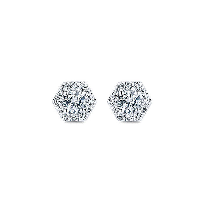 14k White Gold Diamond Stud Earrings
