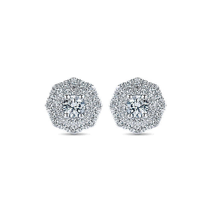 14k White Gold Diamond Stud Earrings