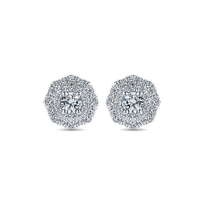14k White Gold Diamond Stud Earrings