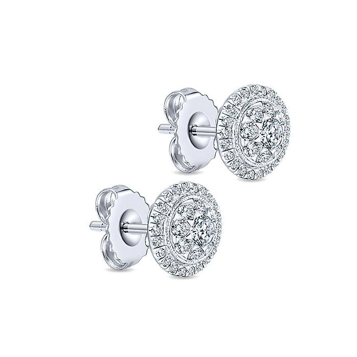 14k White Gold Diamond Stud Earrings