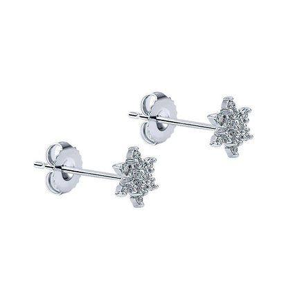 14k White Gold Diamond Stud Earrings