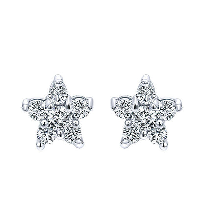 14k White Gold Diamond Stud Earrings