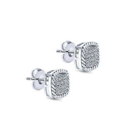 14k White Gold Diamond Stud Earrings