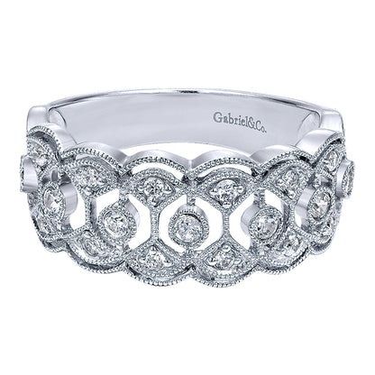 Ladies' Ring 14k White Gold Victorian Wide Band