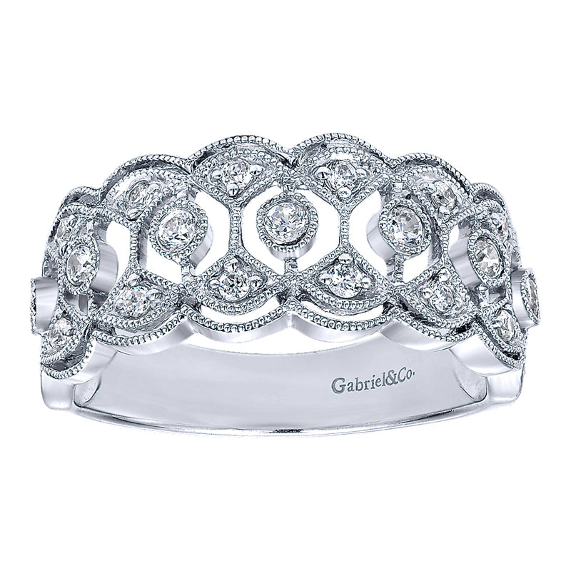 Ladies' Ring 14k White Gold Victorian Wide Band