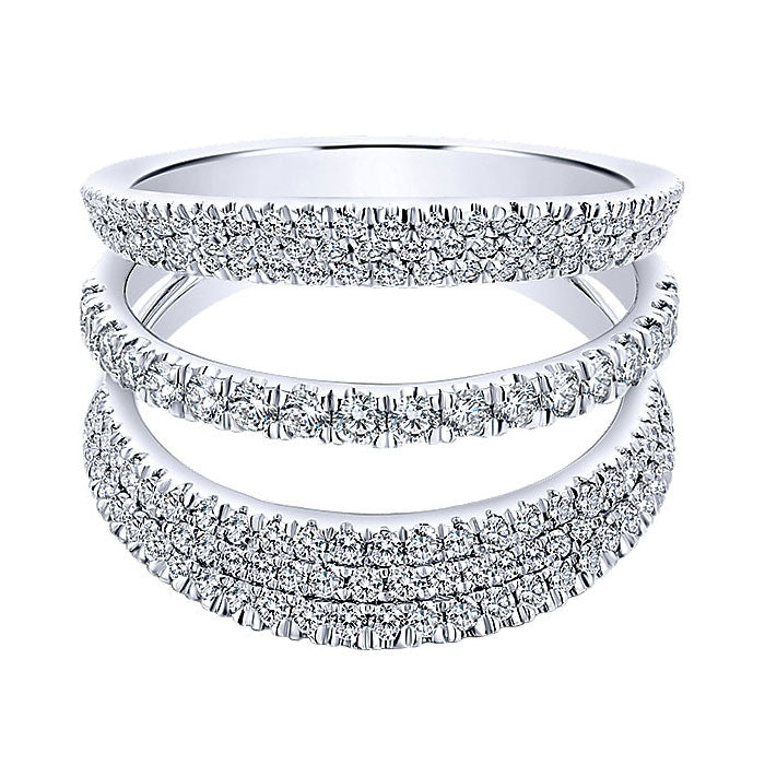14k White Gold Diamond Wide Band Ladies' Ring