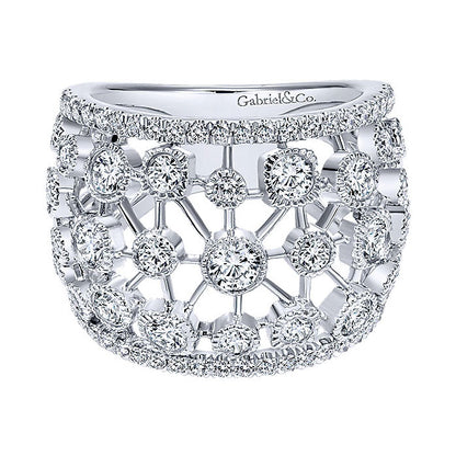 14k White Gold Diamond Wide Band Ladies' Ring