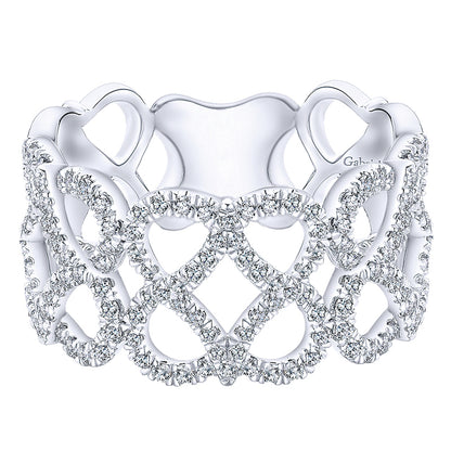 Ladies' Ring 14k White Gold Lusso Diamond Wide Band