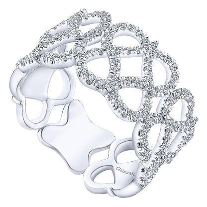 Ladies' Ring 14k White Gold Lusso Diamond Wide Band