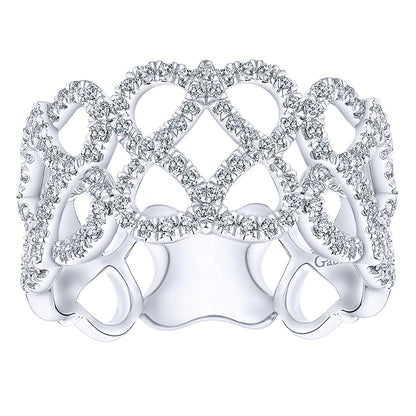 Ladies' Ring 14k White Gold Lusso Diamond Wide Band