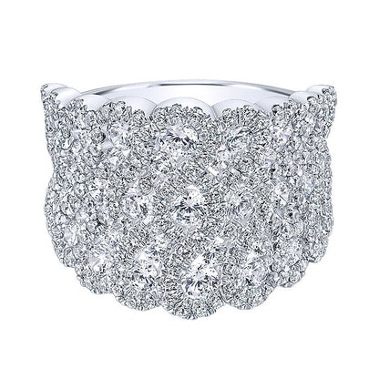 14k White Gold Diamond Wide Band Ladies' Ring
