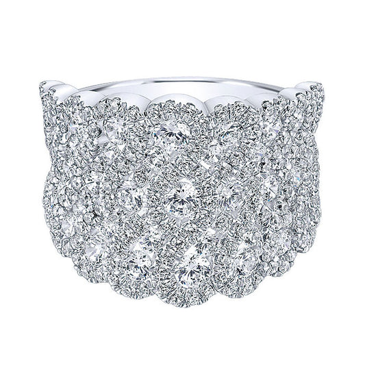 14k White Gold Diamond Wide Band Ladies' Ring
