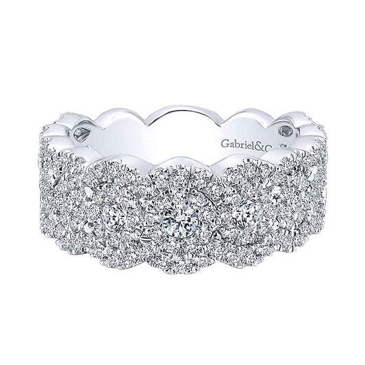 14k White Gold Diamond Wide Band Ladies' Ring