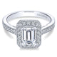 14K White Gold Emerald Cut Diamond Halo With Channel Setting 14K White Gold Engagement Ring ER7528W4
