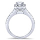 14K White Gold Emerald Cut Diamond Halo With Pave Shank 14K White Gold Engagement Ring ER5822W44Jj