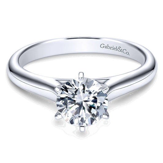 14K White Gold European Shank Solitaire 14K White Gold Engagement Ring ER6623W4Jjj