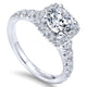 14K White Gold Graduating Pave ANd Round Diamond Halo 14K White Gold Engagement Ring ER10909W44Jj