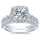 14K White Gold Graduating Pave ANd Round Diamond Halo 14K White Gold Engagement Ring ER10909W44Jj