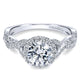 14K White Gold Halo ANd Twisted Diamond Pave Shank 14K White Gold Engagement Ring ER7543W44Jj