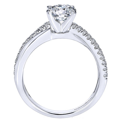 14K White Gold Pave Criss Cross Round Diamond 14K White Gold Engagement Ring ER10439W44Jj