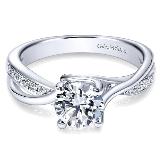 14K White Gold Pave Diamond Bypass 14K White Gold Engagement Ring ER6360W44Jj