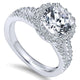 14K White Gold Pave Diamond Halo With European Split Shank 14K White Gold Engagement Ring ER4112W44J