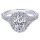 14K White Gold Pave Shank ANd Oval Diamond Halo 14K White Gold Engagement Ring ER10291W44Jj
