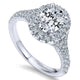 14K White Gold Pave Shank ANd Oval Diamond Halo 14K White Gold Engagement Ring ER10291W44Jj