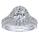 14K White Gold Pave Shank ANd Oval Diamond Halo 14K White Gold Engagement Ring ER10291W44Jj