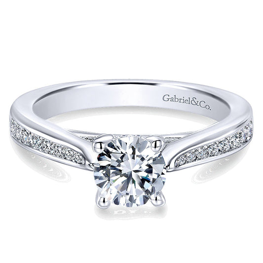 14K White Gold Petite Diamond Channel 14K White Gold Engagement Ring ER12318R3W44Jj