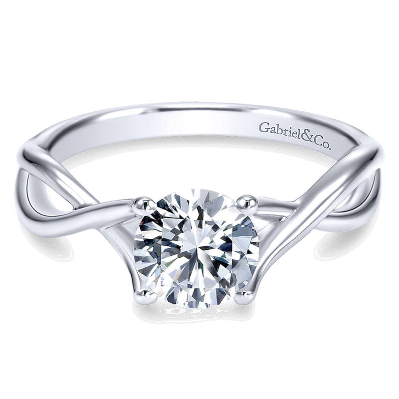 14K White Gold Polished Criss Cross 14K White Gold Engagement Ring ER7517W4Jjj