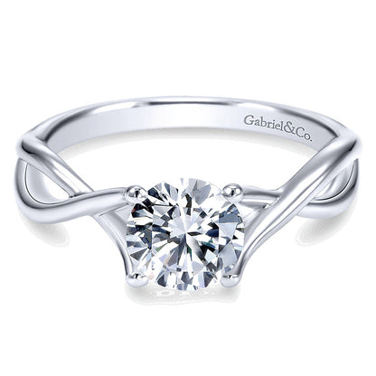 14K White Gold Polished Criss Cross 14K White Gold Engagement Ring ER7517W4Jjj