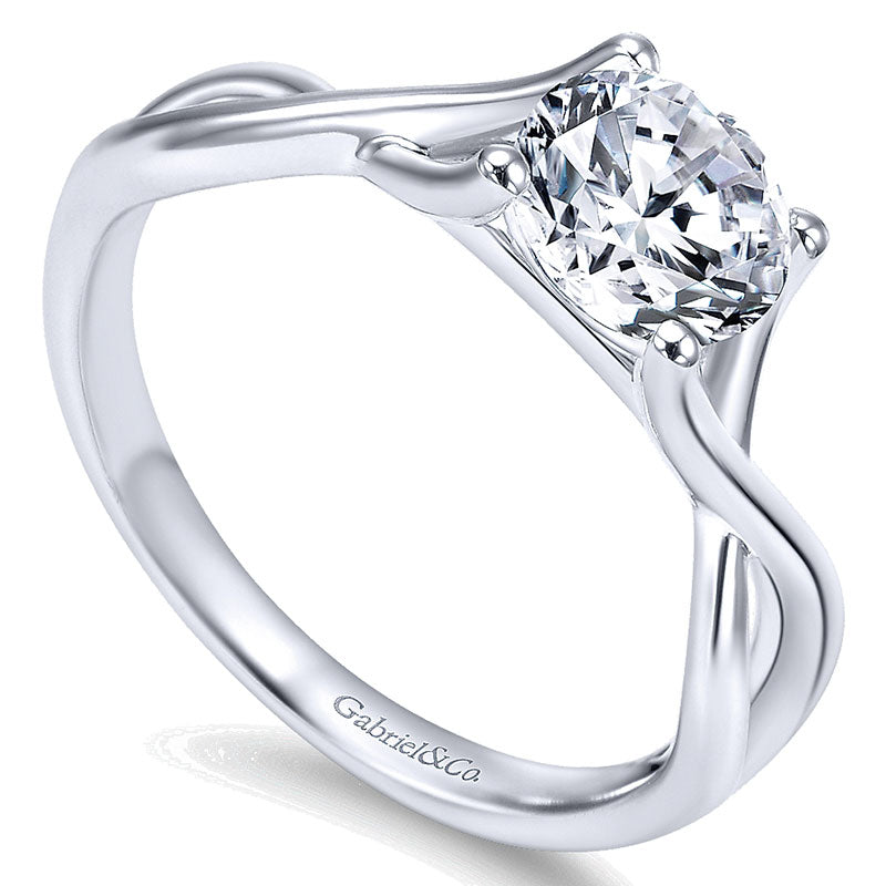 14K White Gold Polished Criss Cross 14K White Gold Engagement Ring ER7517W4Jjj