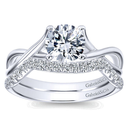 14K White Gold Polished Criss Cross 14K White Gold Engagement Ring ER7517W4Jjj