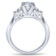 14K White Gold Round Diamond ANd 3 Side Stones With Knife Edge Band 14K White Gold Engagement Ring E