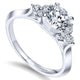14K White Gold Round Diamond ANd 3 Side Stones With Knife Edge Band 14K White Gold Engagement Ring E