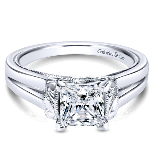 Engagement Ring 14k White Gold Solitaire
