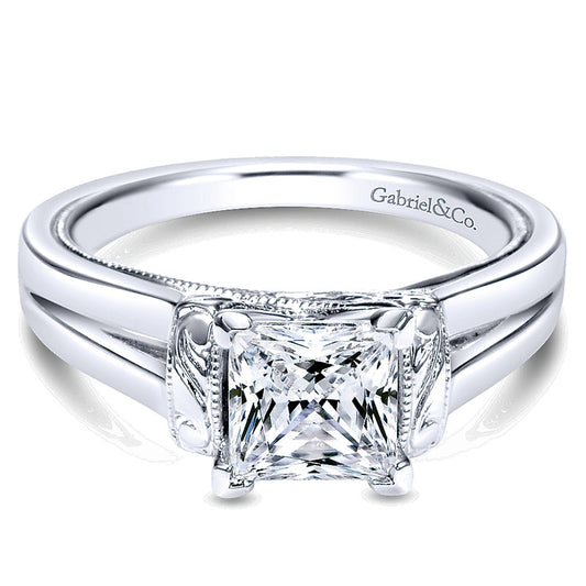Engagement Ring 14k White Gold Solitaire