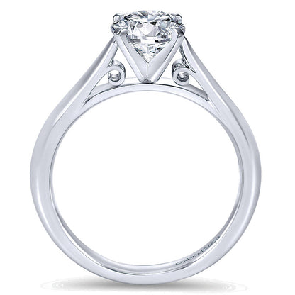 14K White Gold Solitaire Four Prong With Cathedral Setting 14K White Gold Engagement Ring ER6672W4Jj