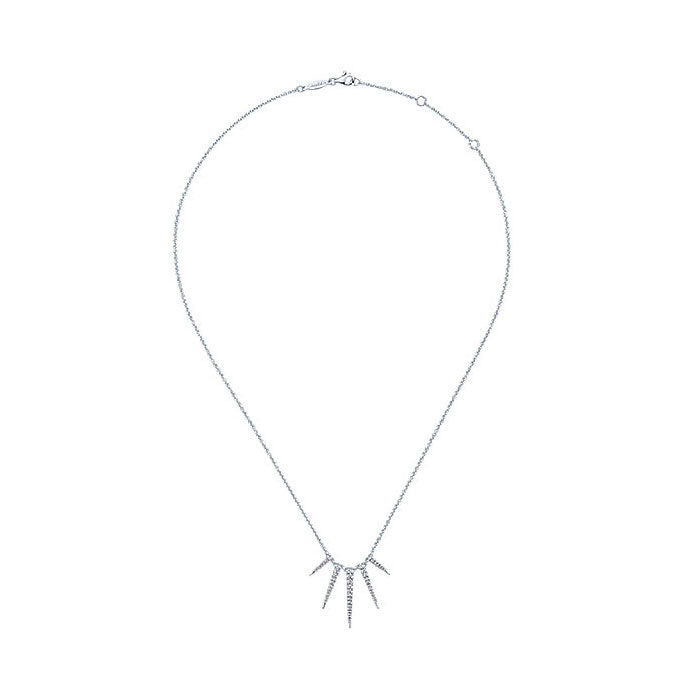 14k White Gold Spike Pav������������������������������������ Diamond Fashion Necklace