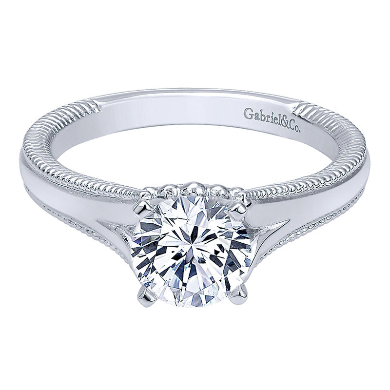 Engagement Ring 14k White Gold Split Shank